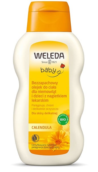 Calendula Bezzapachowy olejek do ciała dla niemowląt i dzieci z nagietkiem lekarskim