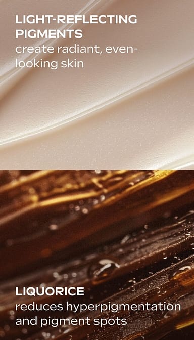 Light- reflecting pigments create radiant, even-looking skin