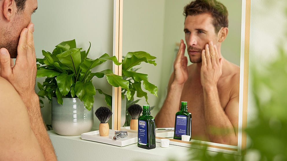 man using afer shave